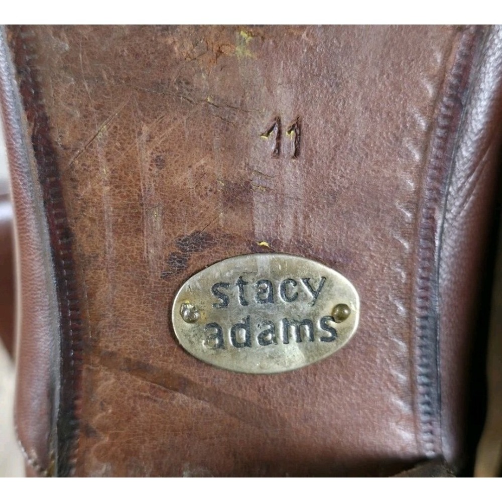 Vintage Stacy Adams Side Zip Ankle Heel Boots Brown Leather Womens Size 11 - Picture 12 of 13